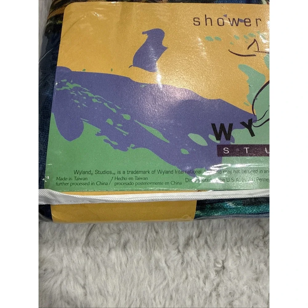 Vtg Wyland 1998 Whale Dolphin Tropical Fish Shower Curtain New Home Decor RARE